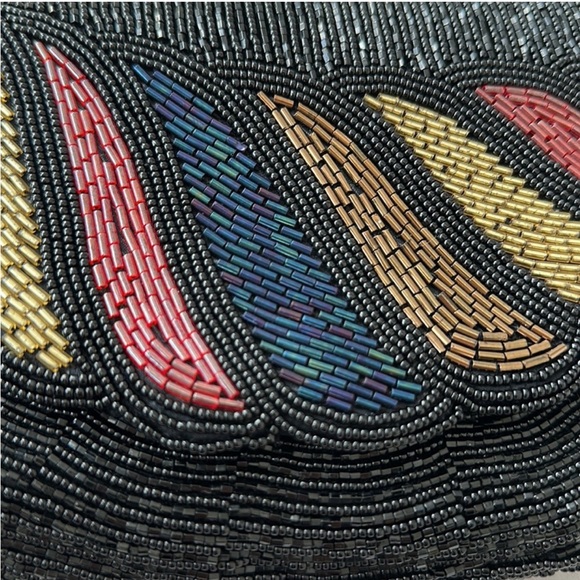 Vintage beaded mini bag, OS, black, red, bronze, gold, multi - Picture 9 of 11